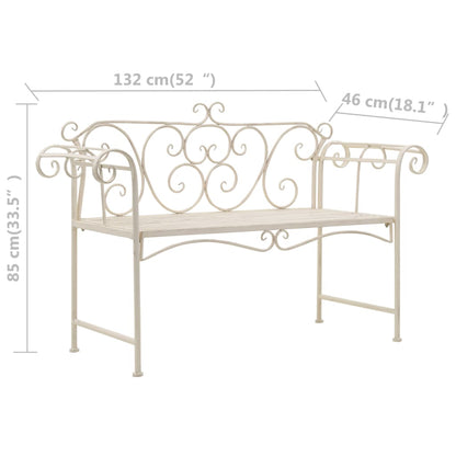 Tuinbank 32 Cm Metaal Antiek Wit