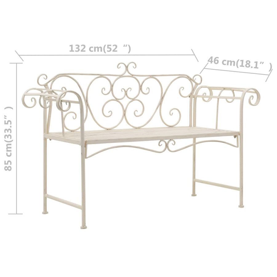 Tuinbank 32 Cm Metaal Antiek Wit