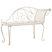 Chaise longue 128 cm metaal antiekwit