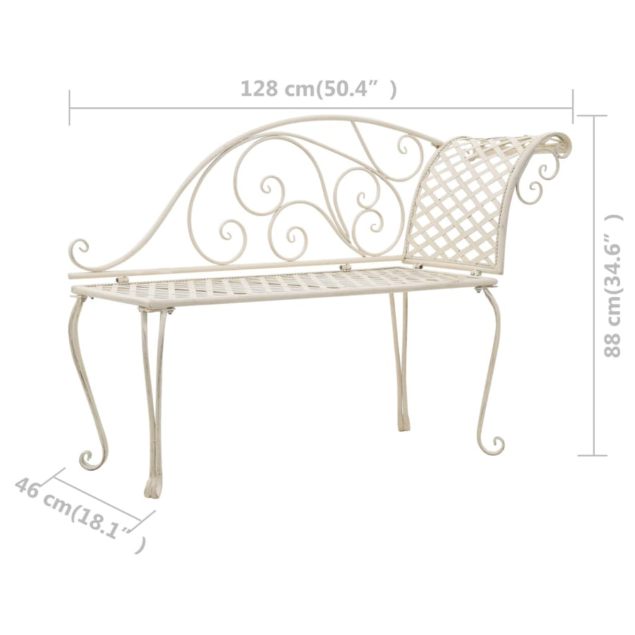 Chaise Longue 28 Cm Metaal Antiek Wit