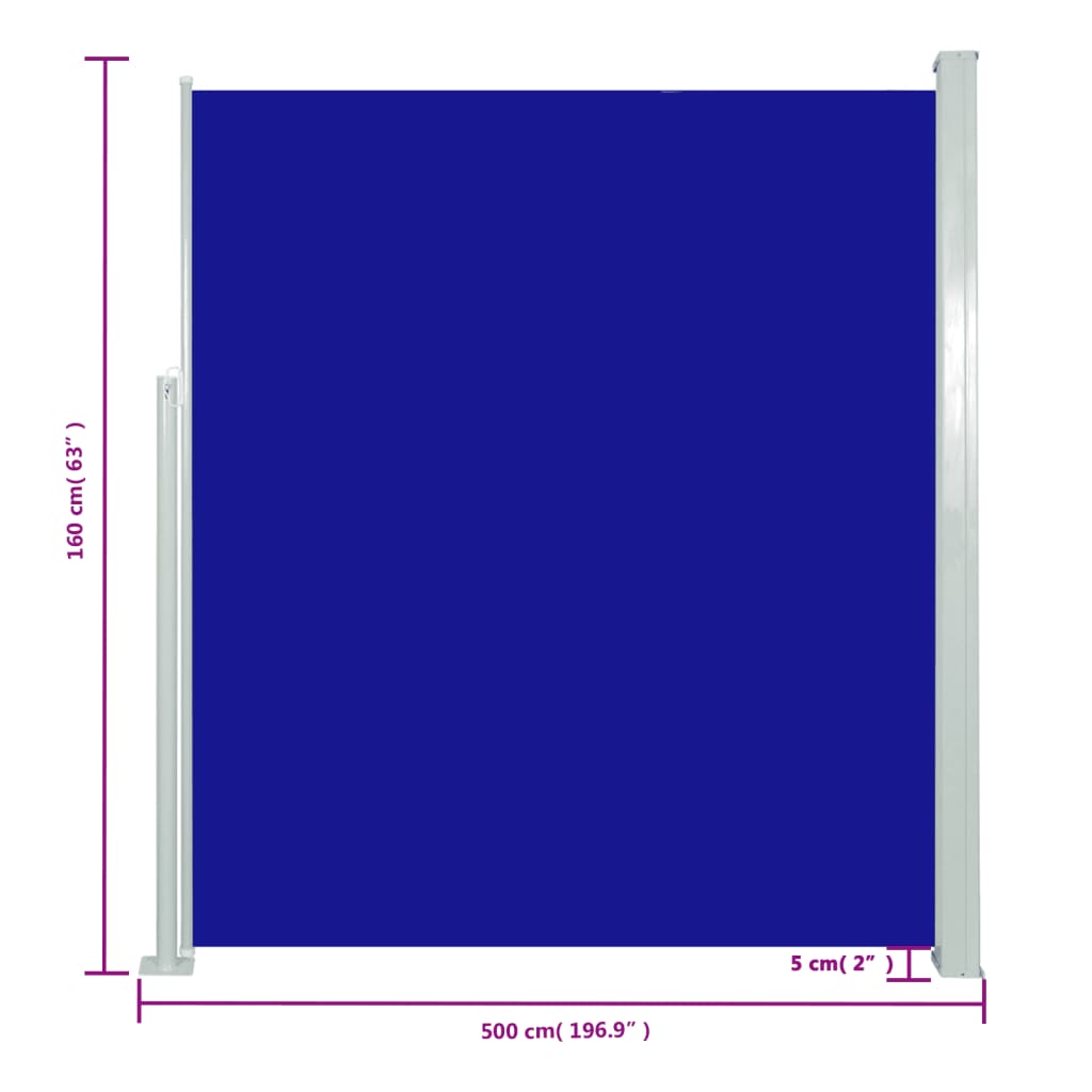 Windscherm Uittrekbaar 160 x 500 cm Blauw