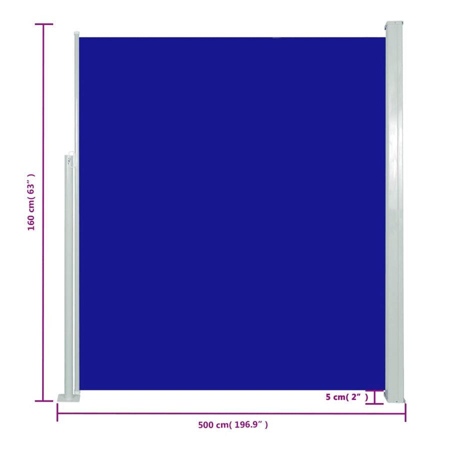 Windscherm Uittrekbaar 160 x 500 cm Blauw