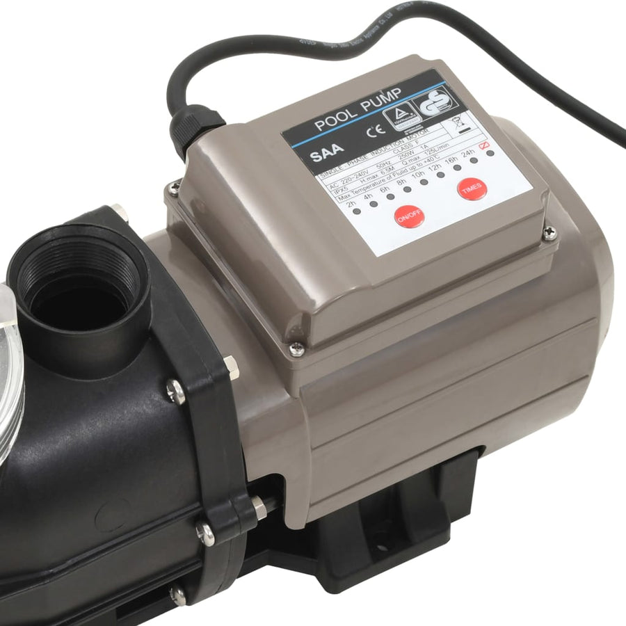 Zwembadpomp Met Timer 0,25 Pk 8000 L/U Zwart