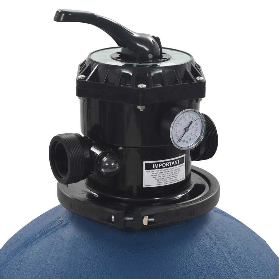 Zwembadzandfilter Met 6-Positie Ventiel Blauw 560 mm