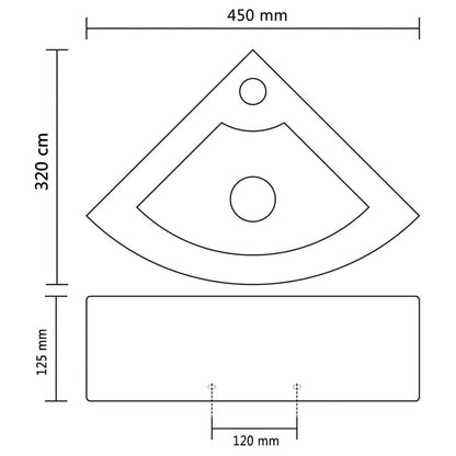 Wastafel Met Overloop 45X32X12,5 Cm Keramiek Goudkleurig