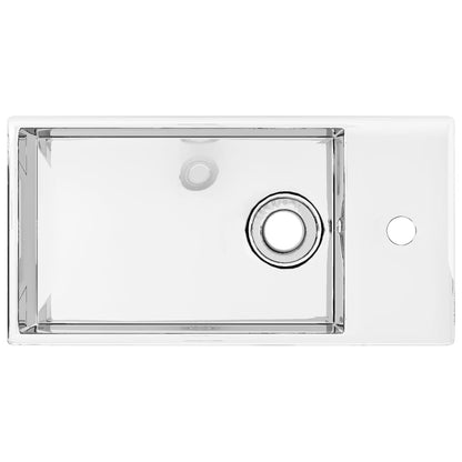 Wastafel Met Overloop 49X25X15 Cm Keramiek Zilverkleurig 49 x 25 x 15 cm