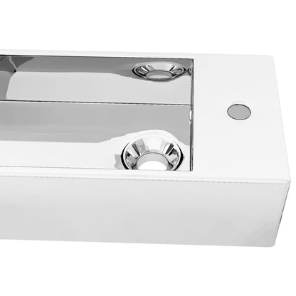 Wastafel Met Overloop 49X25X15 Cm Keramiek Zilverkleurig 49 x 25 x 15 cm