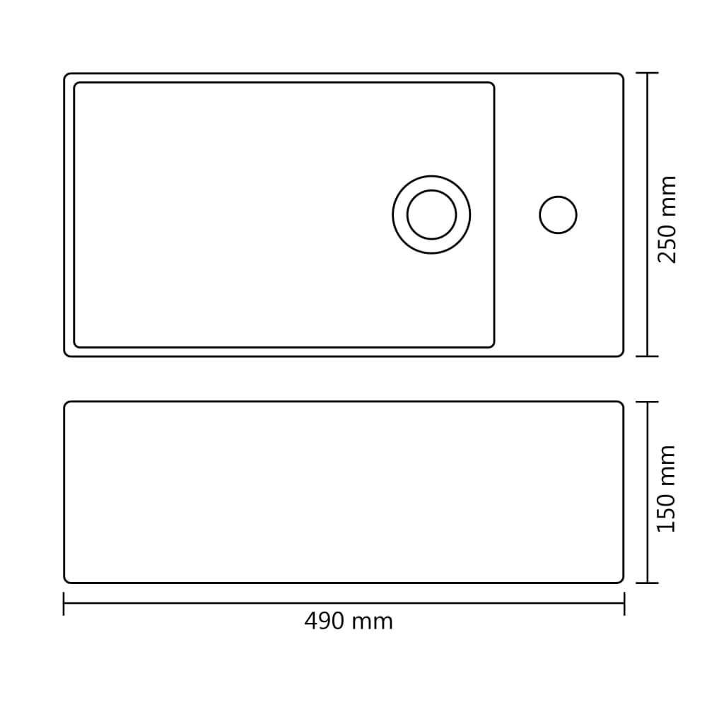 Wastafel Met Overloop 49X25X15 Cm Keramiek Zilverkleurig 49 x 25 x 15 cm