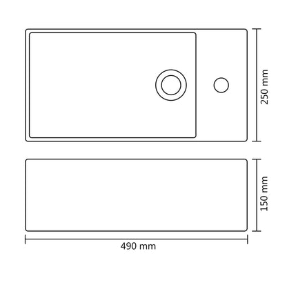 Wastafel Met Overloop 49X25X15 Cm Keramiek Zilverkleurig 49 x 25 x 15 cm