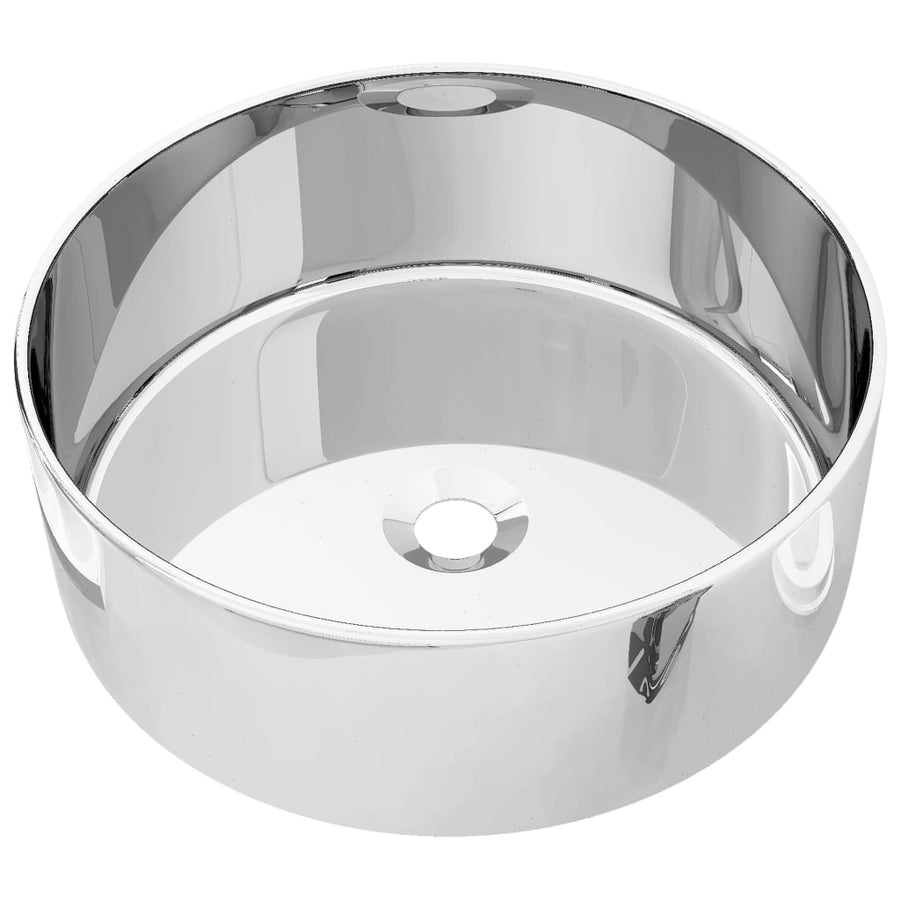 Wastafel 40x15 cm keramiek zilverkleurig Zilver