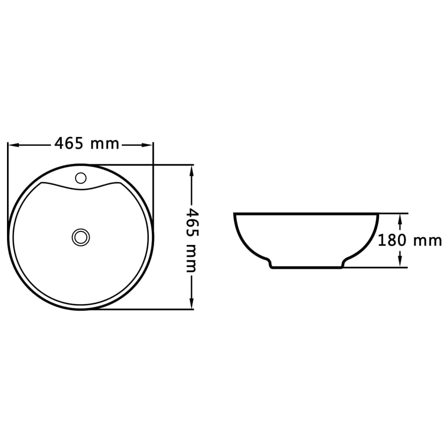 Wastafel Met Overloop 46,5X18 Cm Keramiek Zwart