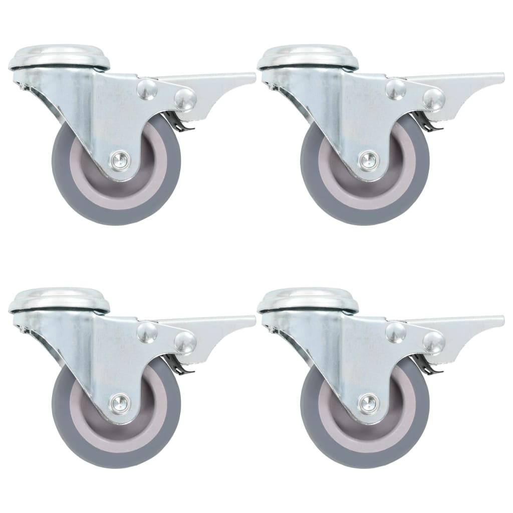 Zwenkwielen Met Boutgaten En Dubbele Remmen 4 St 50 Mm 1
