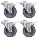 Zwenkwielen 75 mm met remmen 4 stuks