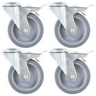 Zwenkwielen 100 mm met dubbele remmen set van 4