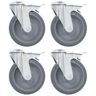 Zwenkwielen 125 mm met dubbele remmen set van 4