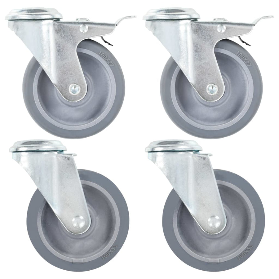 Zwenkwielen Met Boutgaten 4 St 100 Mm