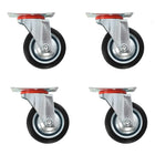 Zwenkwielen 4 stuks 75 mm rubber