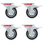 Swivel casters with double brakes 4 pcs 75 mm