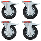 Swivel casters with double brakes 4 pcs 200 mm