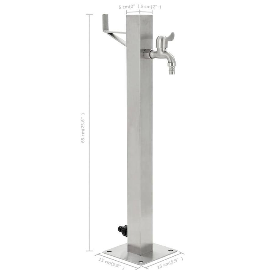Tuinwaterkolom Vierkant 65 Cm Roestvrij Staal