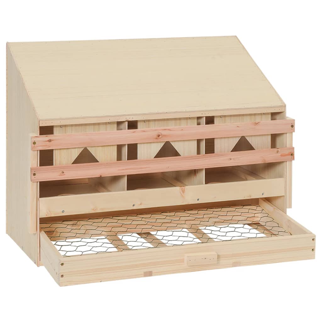 Kippenlegkast 3 Compartimenten Massief Grenenhout 72 x 33 x 54 cm