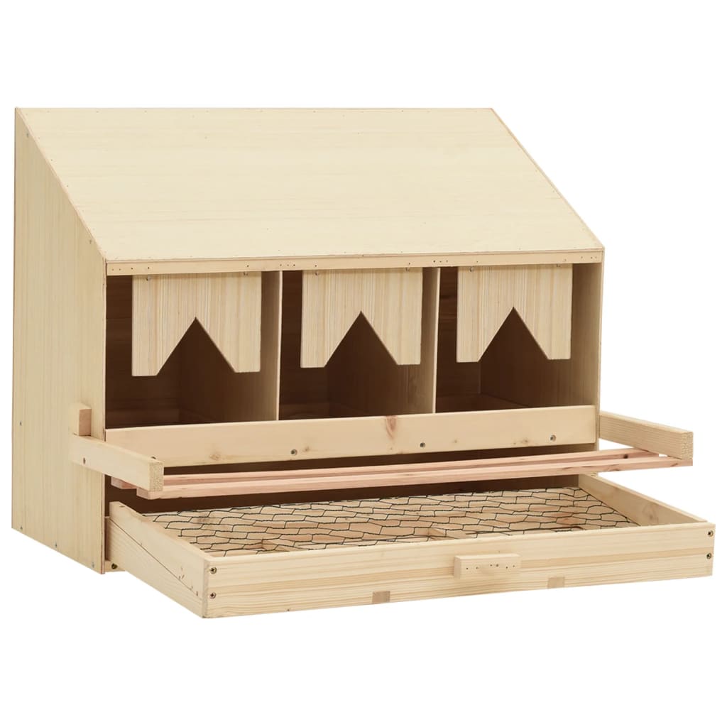 Kippenlegkast 3 Compartimenten Massief Grenenhout 72 x 33 x 54 cm