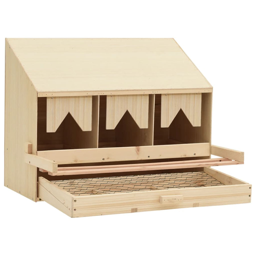 Kippenlegkast 3 Compartimenten Massief Grenenhout 72 x 33 x 54 cm