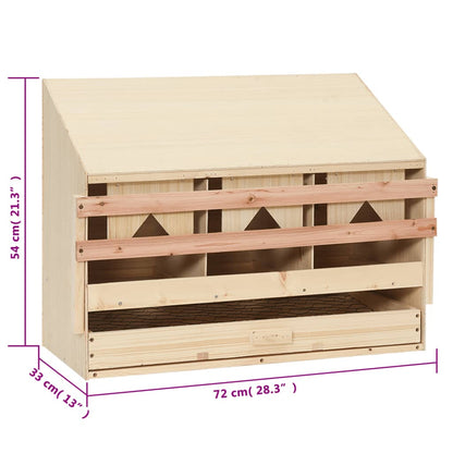 Kippenlegkast 3 Compartimenten Massief Grenenhout 72 x 33 x 54 cm