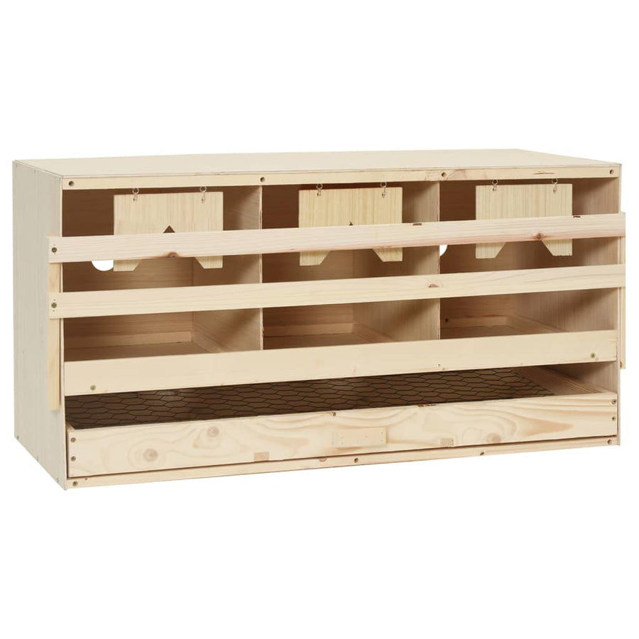 Kippenlegkast 3 Compartimenten 72X33X38 Cm Massief Grenenhout