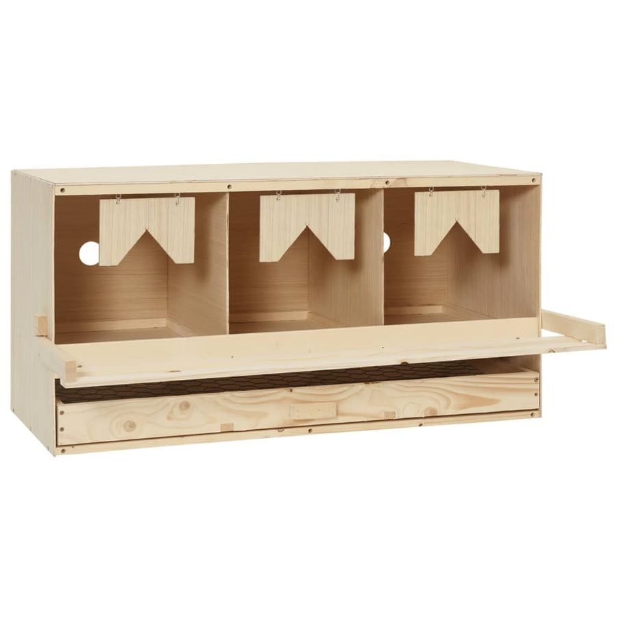 Kippenlegkast 3 Compartimenten 72X33X38 Cm Massief Grenenhout