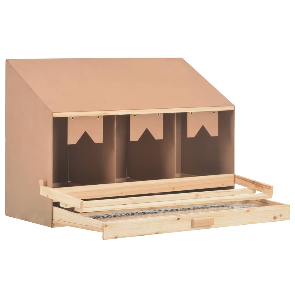 Kippenlegkast 3 Compartimenten Massief Grenenhout 93 x 40 x 65 cm