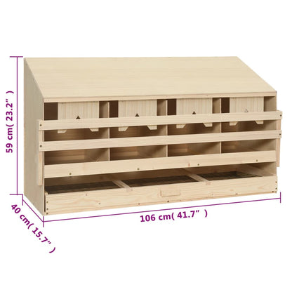 Kippenlegkast 4 Compartimenten Massief Grenenhout 106 x 40 x 59 cm