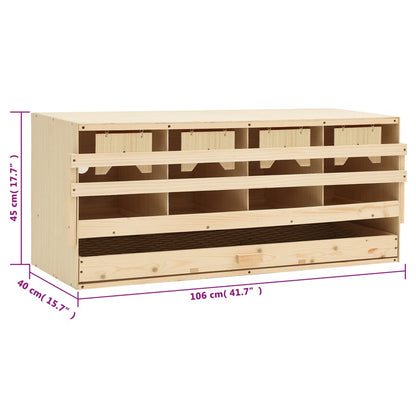 Kippenlegkast 4 Compartimenten Massief Grenenhout 106 x 40 x 45 cm