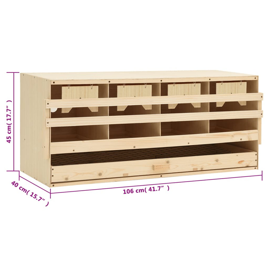 Kippenlegkast 4 Compartimenten Massief Grenenhout 106 x 40 x 45 cm