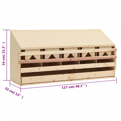 Kippenlegkast 5 compartimenten 117x33x54 cm massief grenenhout