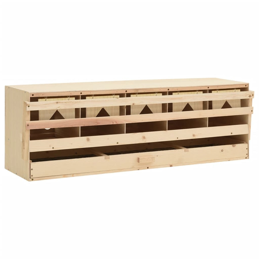 Kippenlegkast 5 Compartimenten 117X33X38 Cm Massief Grenenhout