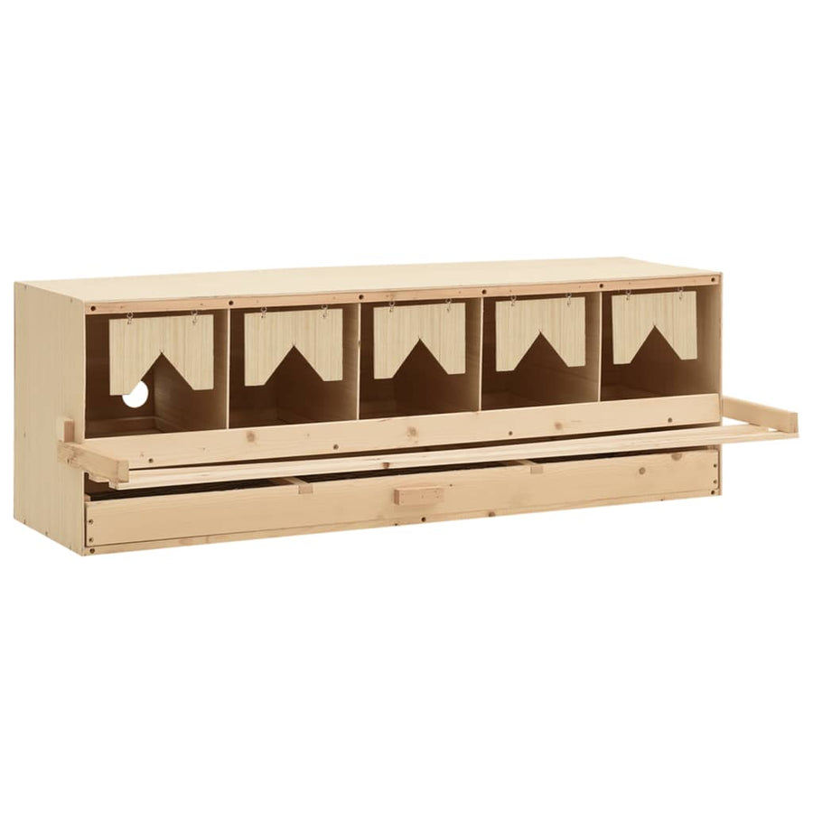 Kippenlegkast 5 Compartimenten 117X33X38 Cm Massief Grenenhout