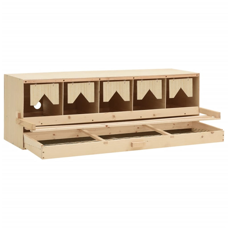 Kippenlegkast 5 Compartimenten 117X33X38 Cm Massief Grenenhout