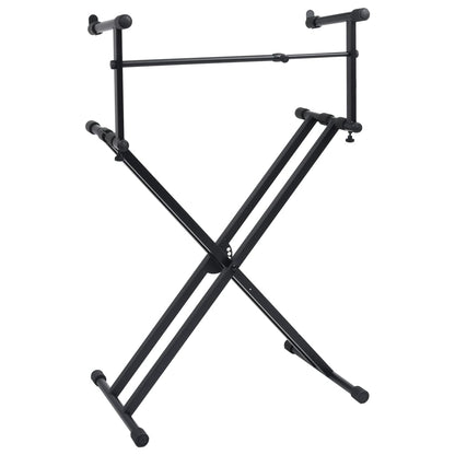 Keyboardstandaard X-Frame Dubbel Versterkt Zwart