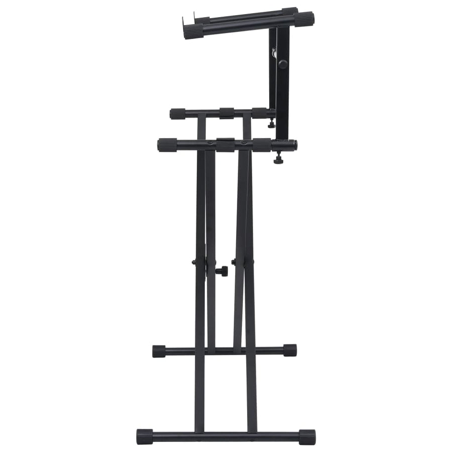 Keyboardstandaard X-Frame Dubbel Versterkt Zwart