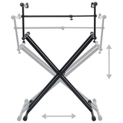 Keyboardstandaard X-Frame Dubbel Versterkt Zwart