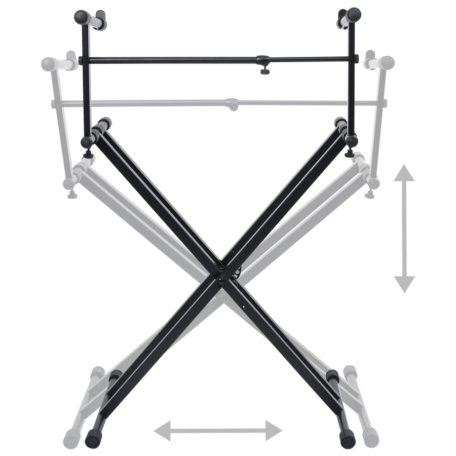 Keyboardstandaard X-Frame Dubbel Versterkt Zwart