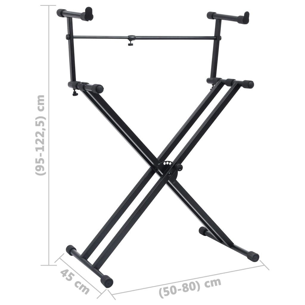 Keyboardstandaard X-Frame Dubbel Versterkt Zwart