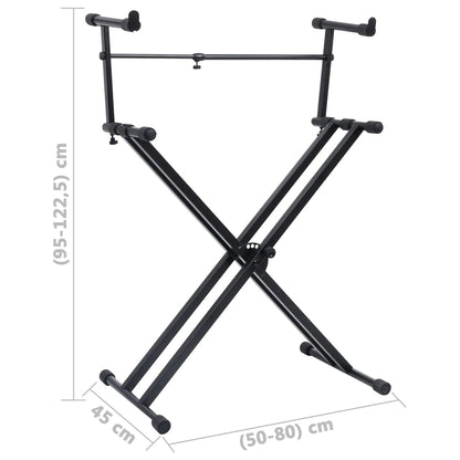 Keyboardstandaard X-Frame Dubbel Versterkt Zwart