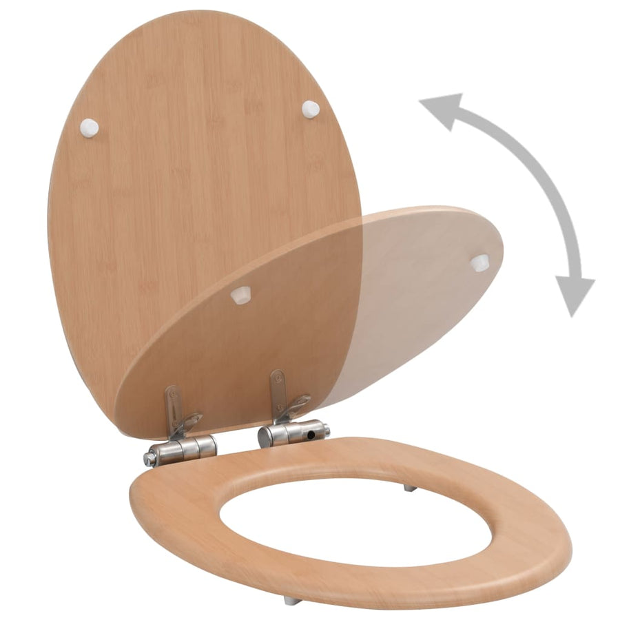 Toiletbril met soft-close deksel bamboe MDF 1 Bamboe Ja
