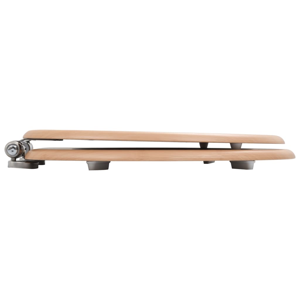 Toiletbril met soft-close deksel bamboe MDF 1 Bamboe Ja