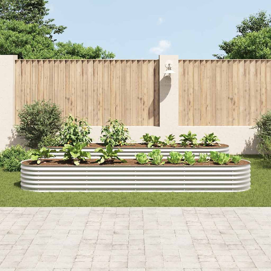 Plantenbak Verhoogd Gegalvaniseerd Staal 400 x 80 x 44 cm Zilver