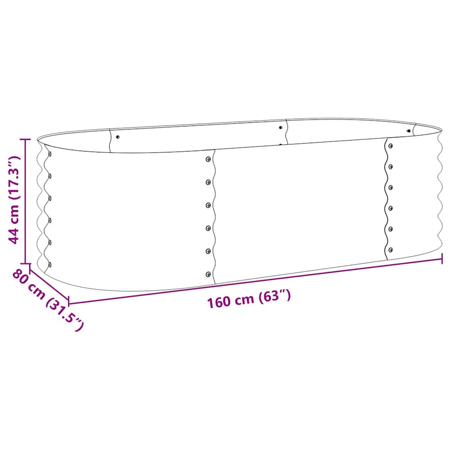 Plantenbak Verhoogd Gegalvaniseerd Staal 160 x 80 x 44 cm Zilver