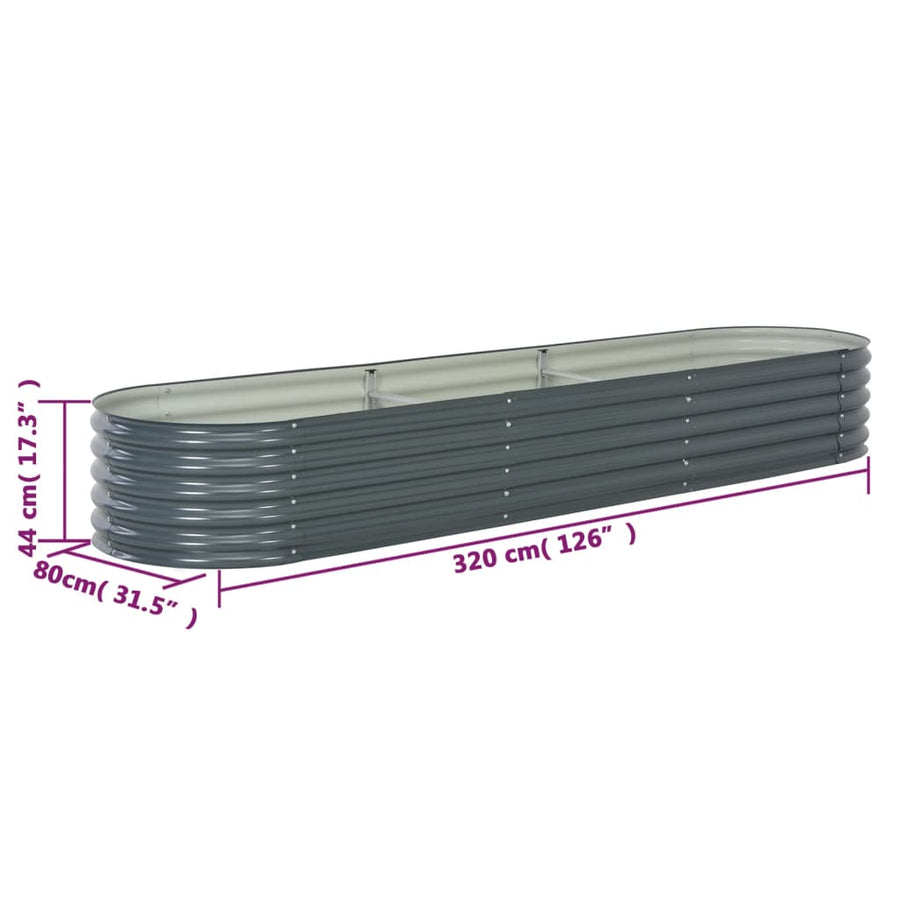 Plantenbak Verhoogd Gegalvaniseerd Staal 320 x 80 x 44 cm Grijs