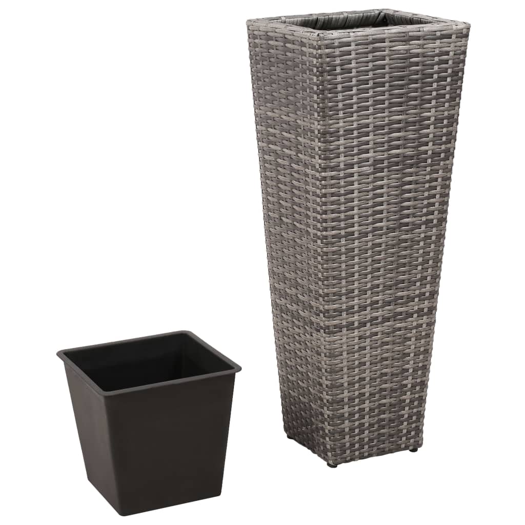 Plantenbakken Verhoogd Poly Rattan Grijs